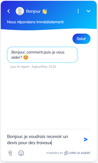 capture d'écran d'un chatbot avec IA