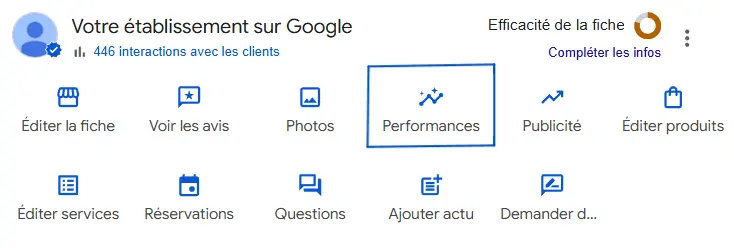 tableau de bord fiche gmb sur ordinateur