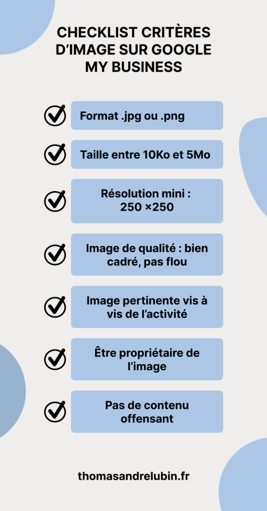 Checklist des critères d'acceptation des images sur Google My Busines