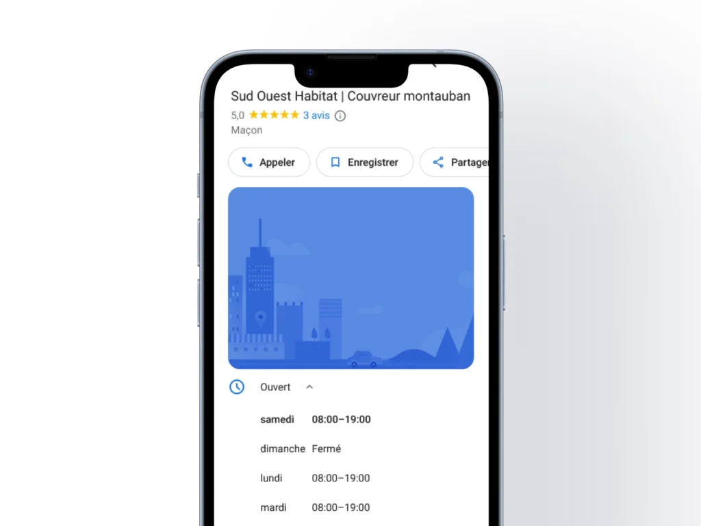 Mockup fiche Googe My Business de Sud Ouest Habitat