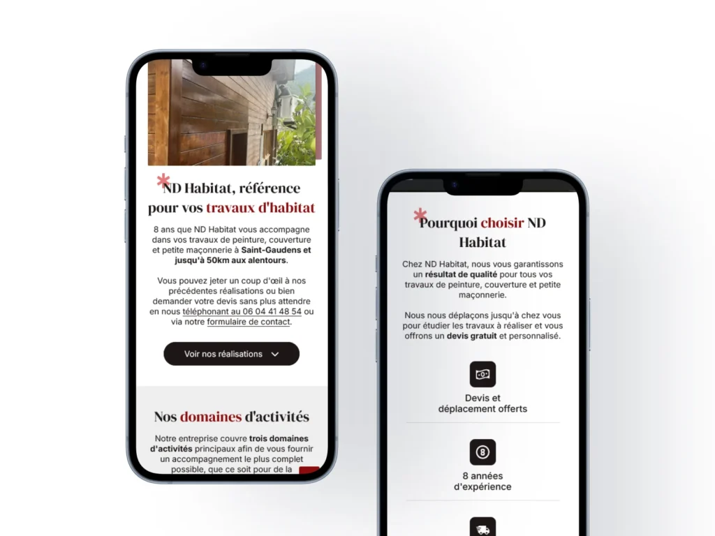 Mockup mobile site ND Habitat