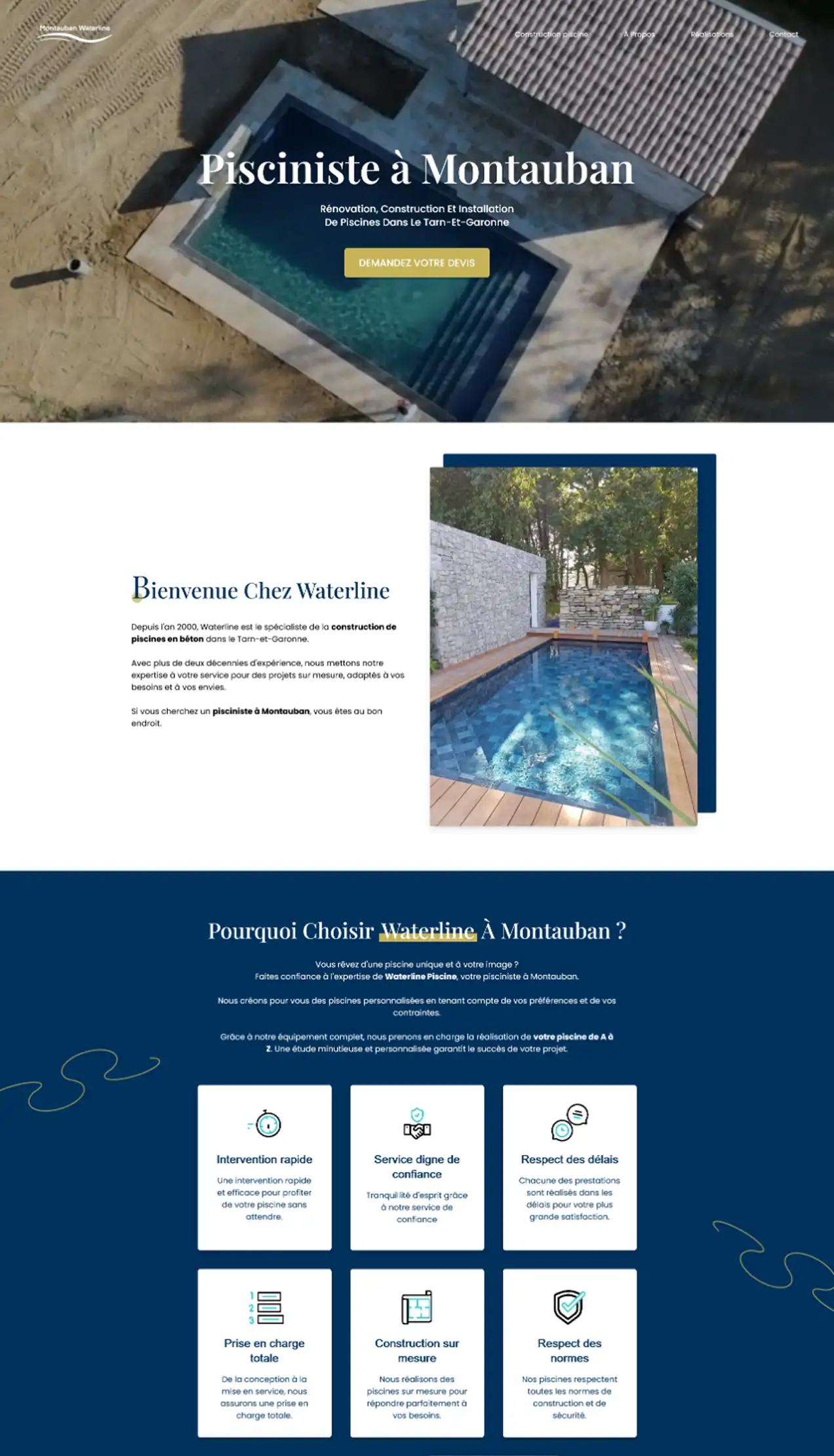 Page d'accueil Waterline après refonte