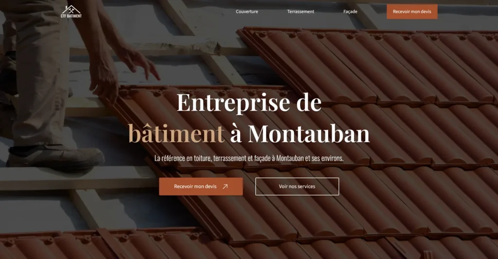 Hero section du site de CTF Bâtiment