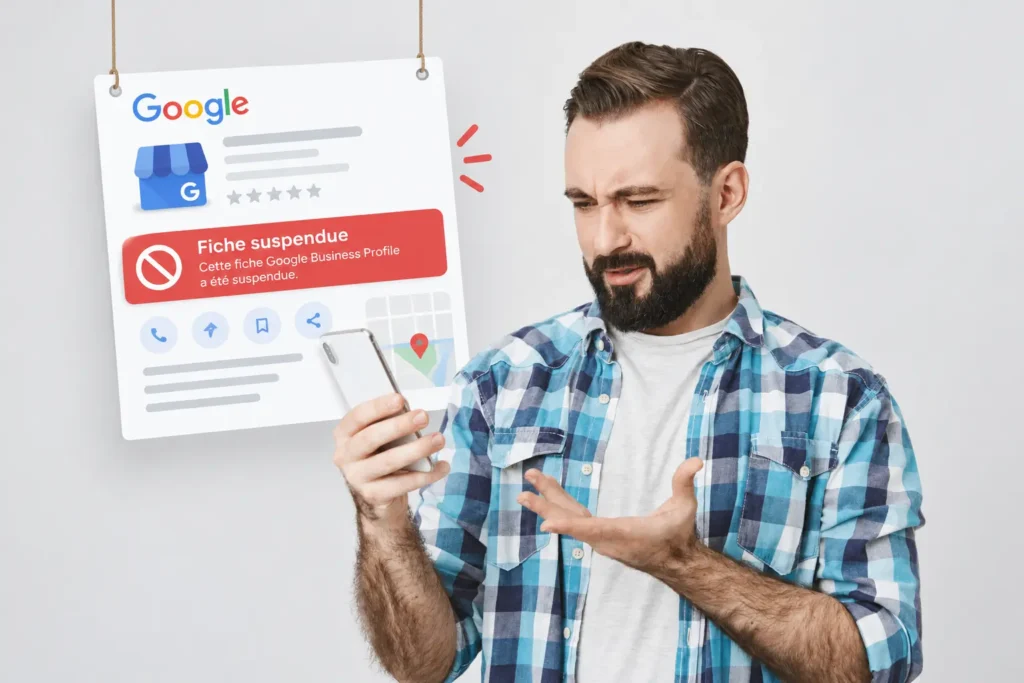 Artisan en colère devant fiche Google suspendue